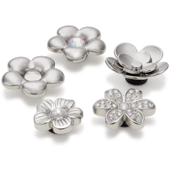 Crocs Monochrome Slvr Flwrs 5 Pack Jibbitz™ charms