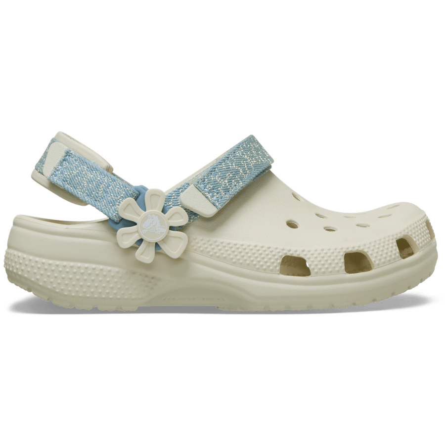 Crocs Kids’ Classic Denim Flower Adjustable Backstrap Clog