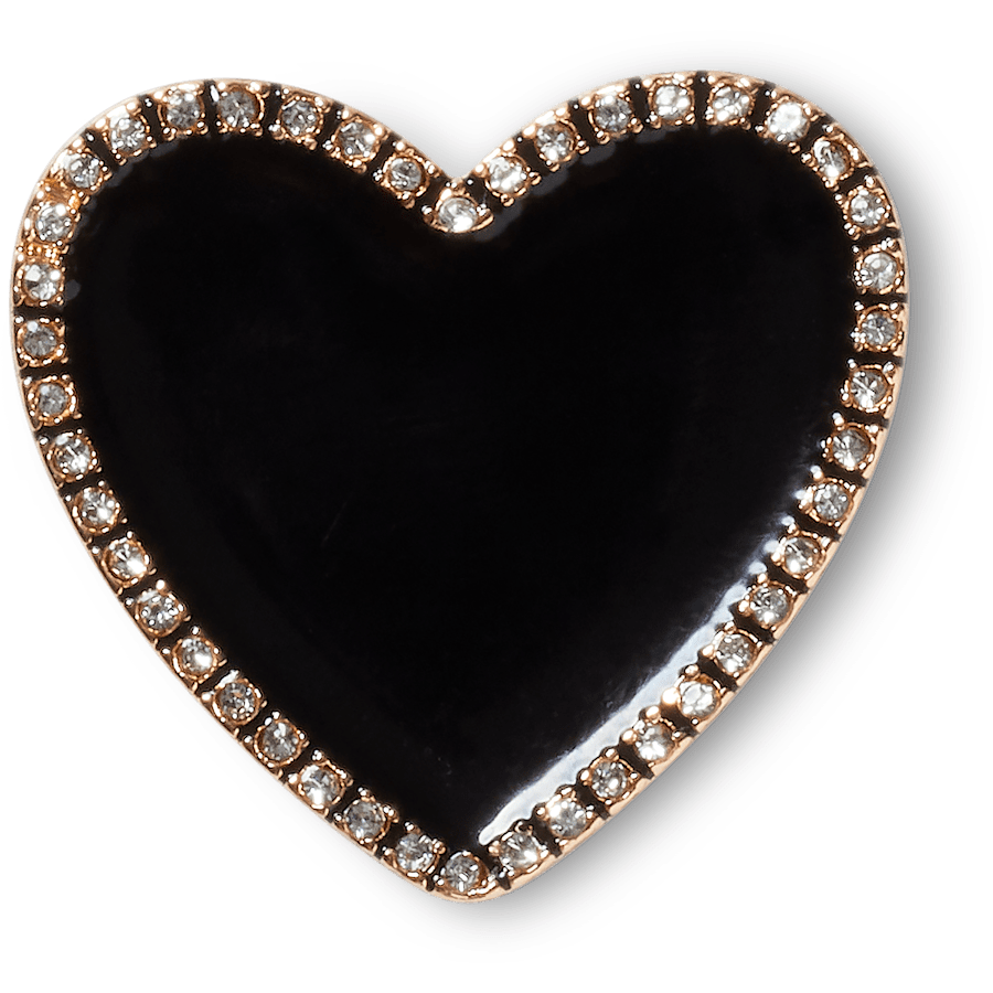 Crocs Black Heart with Gold Outline Jibbitz™ charms