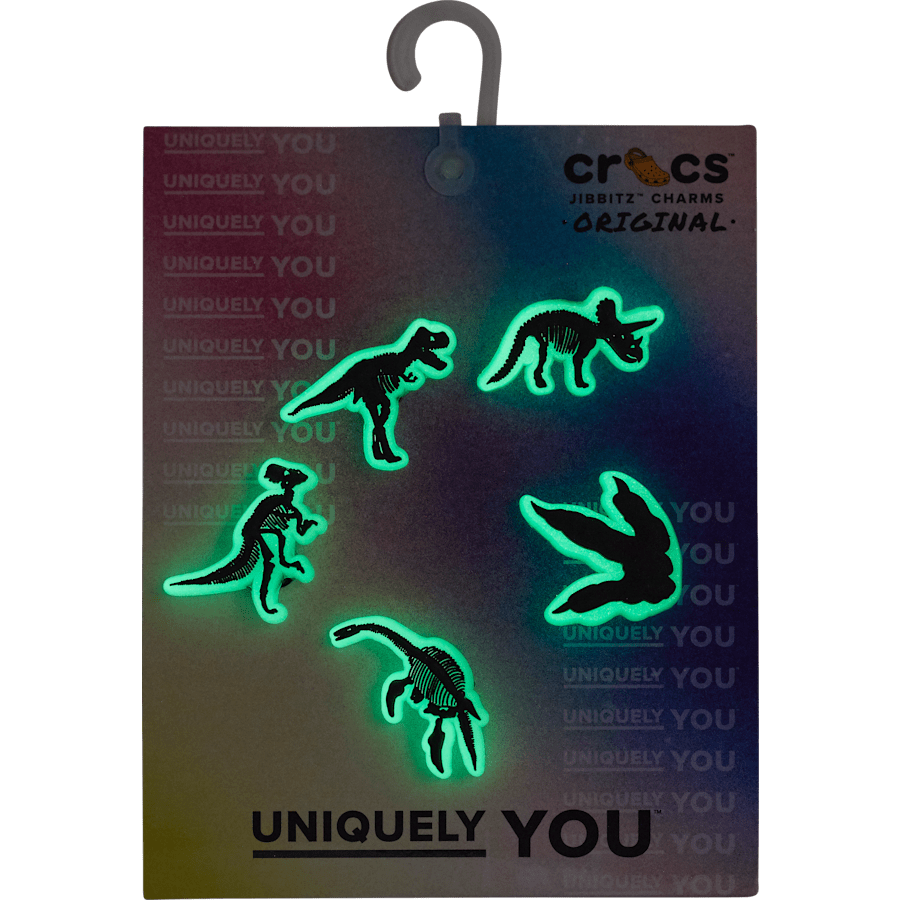 Crocs Glow In The Dark Dino 5 Pack Jibbitz Shoe Charm