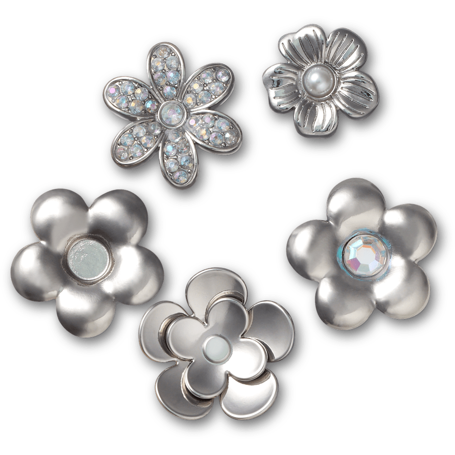 Crocs Monochrome Slvr Flwrs 5 Pack Jibbitz™ charms