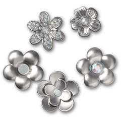Crocs Monochrome Slvr Flwrs 5 Pack Jibbitz™ charms