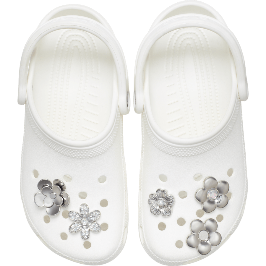 Crocs Monochrome Slvr Flwrs 5 Pack Jibbitz™ charms