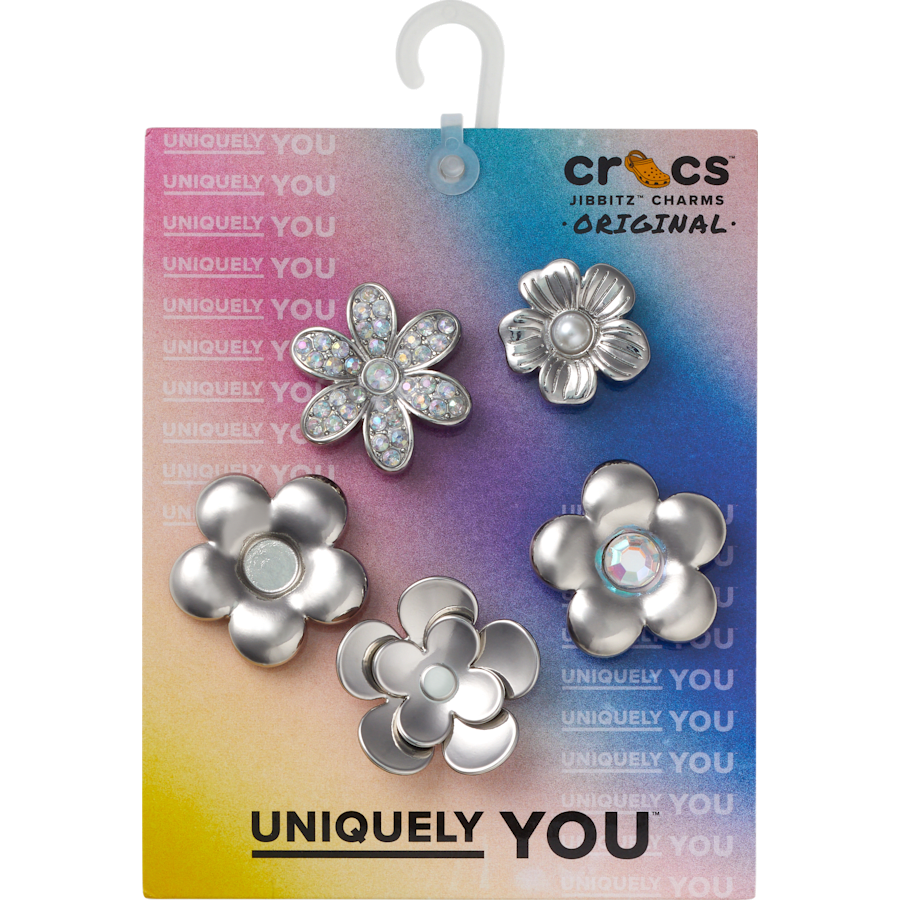 Crocs Monochrome Slvr Flwrs 5 Pack Jibbitz™ charms