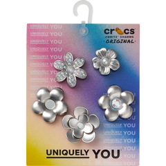 Crocs Monochrome Slvr Flwrs 5 Pack Jibbitz™ charms