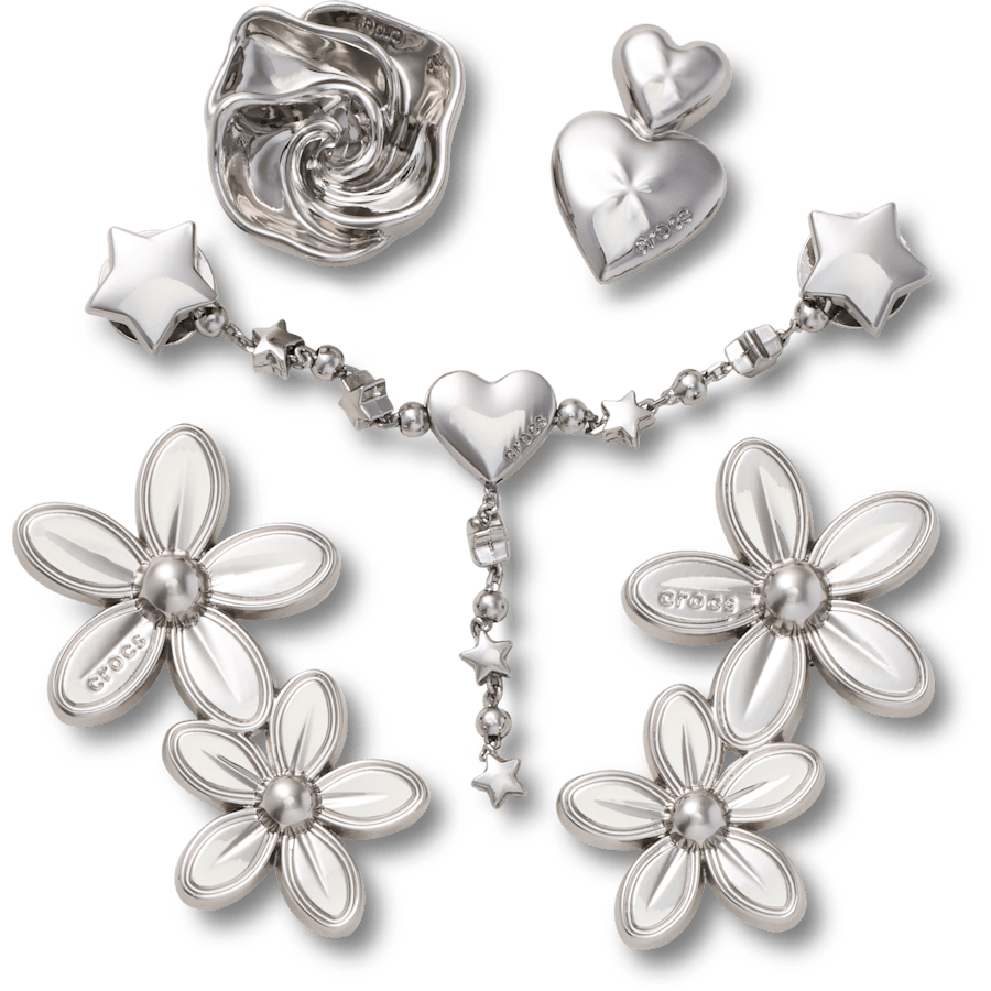 Crocs Silver Meta Floral 5 Pack Jibbitz™ charms