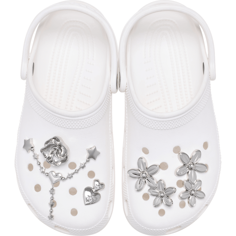 Crocs Silver Meta Floral 5 Pack Jibbitz™ charms