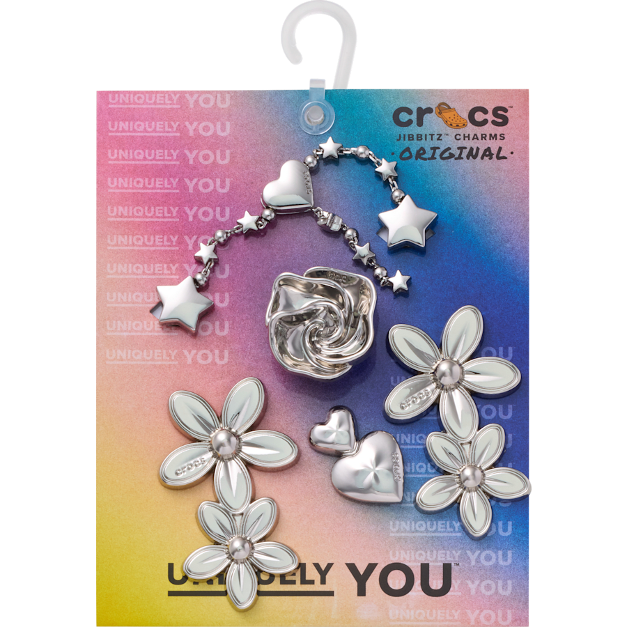 Crocs Silver Meta Floral 5 Pack Jibbitz™ charms