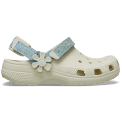Crocs Kids’ Classic Denim Flower Adjustable Backstrap Clog