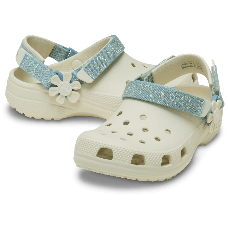 Crocs Kids’ Classic Denim Flower Adjustable Backstrap Clog
