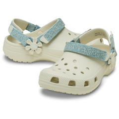 Crocs Kids’ Classic Denim Flower Adjustable Backstrap Clog