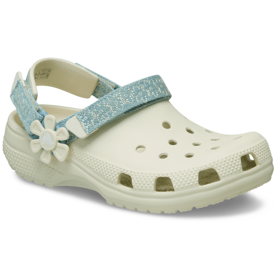 Crocs Kids’ Classic Denim Flower Adjustable Backstrap Clog