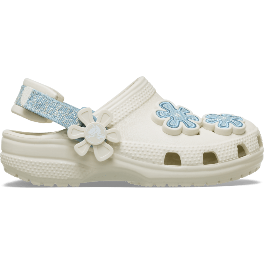 Crocs Toddler Classic Denim Flower Adjustable Backstrap Clog