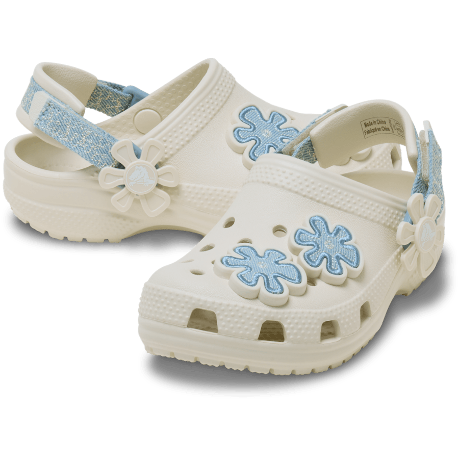 Crocs Toddler Classic Denim Flower Adjustable Backstrap Clog