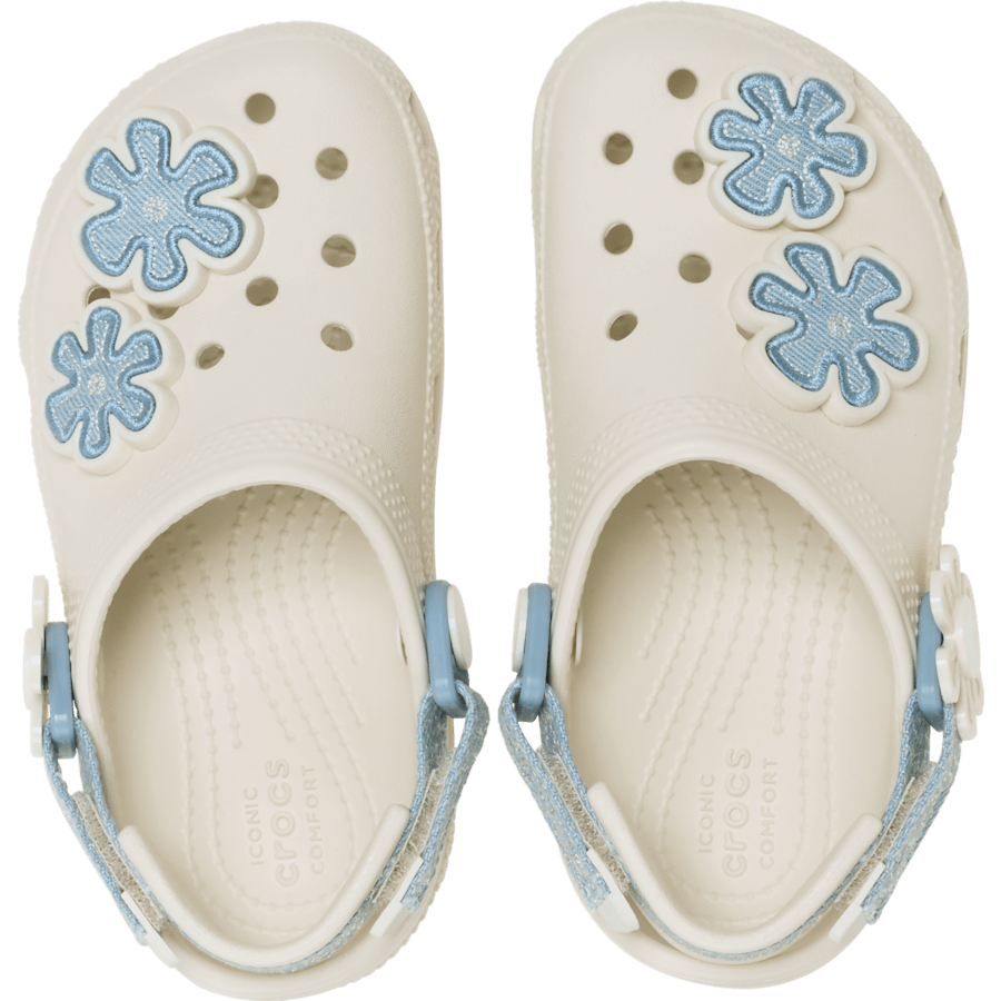 Crocs Toddler Classic Denim Flower Adjustable Backstrap Clog