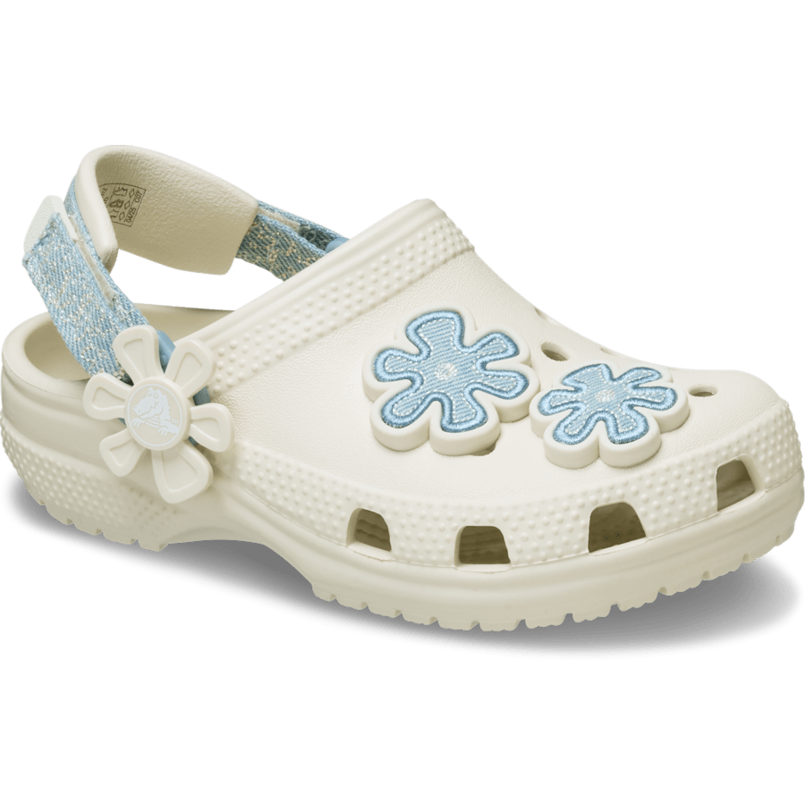 Crocs Toddler Classic Denim Flower Adjustable Backstrap Clog
